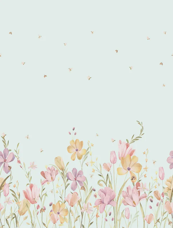 Sofort Bestellen Vlies-Fototapete, blau, Blumen, CW6129-2, Cute Walls, Decoprint
