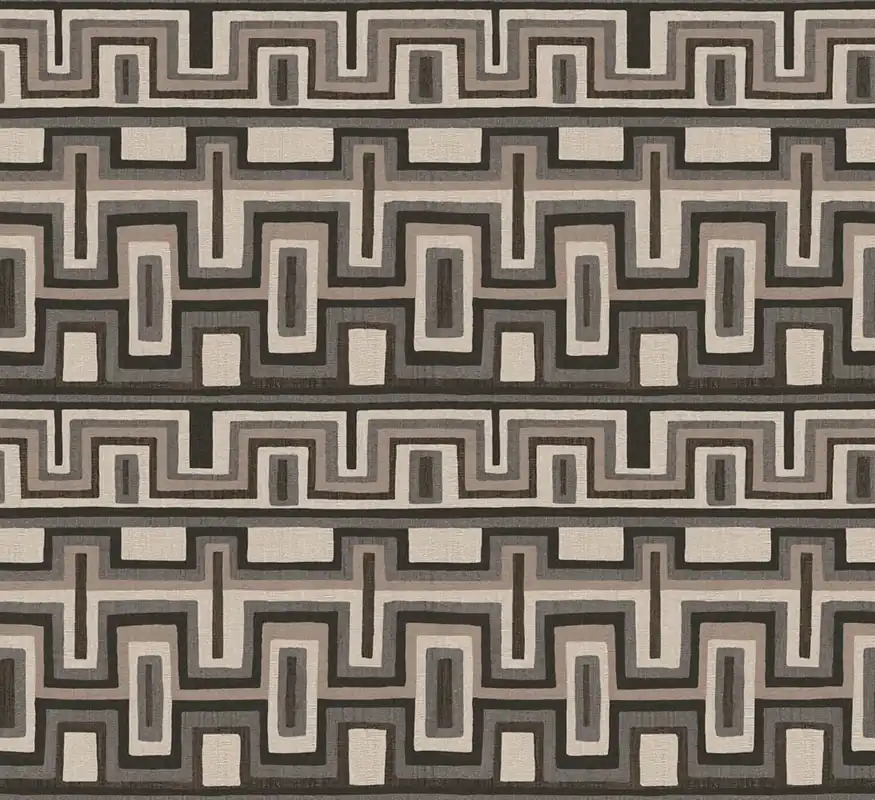 Geometrische Vliestapete, schwarz-grau, Ethno, AMA003, Amani, Masureel Rabatt