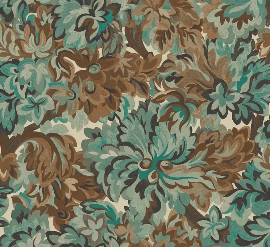 Neu Vliestapete, braun-grün, Blumen, RHA003, Rhapsody, Masureel