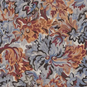 Vliestapete, blau-burgund, Blumen, RHA004, Rhapsody, Masureel Neu