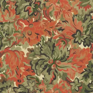 Vliestapete, grün-orange, Blumen, RHA006, Rhapsody, Masureel Finale Aktion
