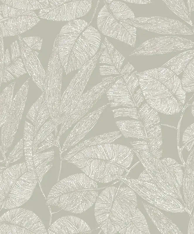 Markenprodukt Graue Vliestapete mit Blättern, A69501, Omura, Grandeco