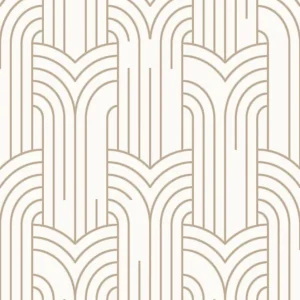 Aktuell Weißgoldene Tapete mit geometrischen Mustern, Art Deco, M42102, Elegance, Ugepa