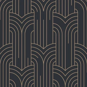 Abverkauf Schwarze Tapete mit geometrischen Mustern, Art Deco, M42119, Elegance, Ugepa