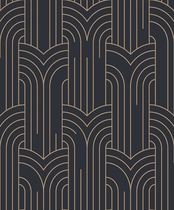 Abverkauf Schwarze Tapete mit geometrischen Mustern, Art Deco, M42119, Elegance, Ugepa