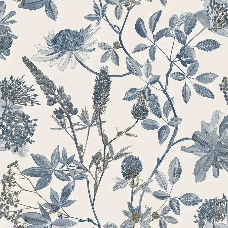Graublaue Blumentapete, M45801, Elegance, Ugepa Solange Der Vorrat Reicht