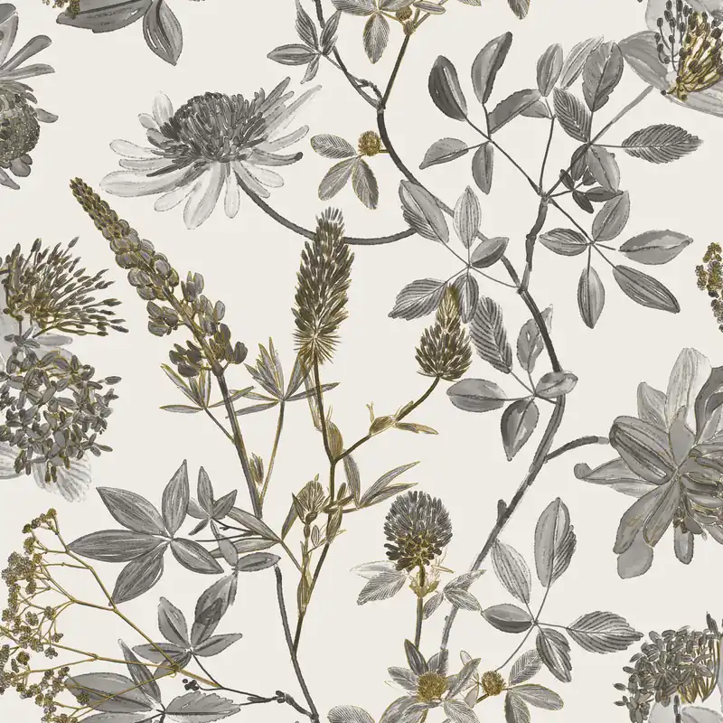 Graue und schwarze Blumentapete, M45809, Elegance, Ugepa Highlight