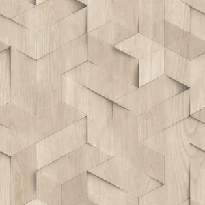 3D-Tapete in beiger Holzpaneel-Optik, M74407, Brut, Ugépa Echt