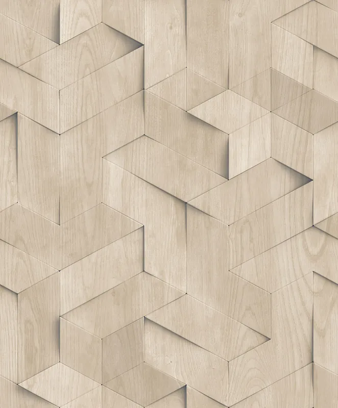 3D-Tapete in beiger Holzpaneel-Optik, M74407, Brut, Ugépa Echt