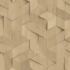 Neue Ware 3D-Tapete in beiger Holzpaneel-Optik, M74417, Brut, Ugépa