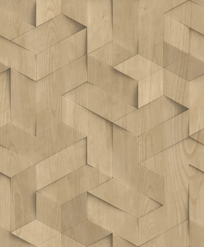 Neue Ware 3D-Tapete in beiger Holzpaneel-Optik, M74417, Brut, Ugépa