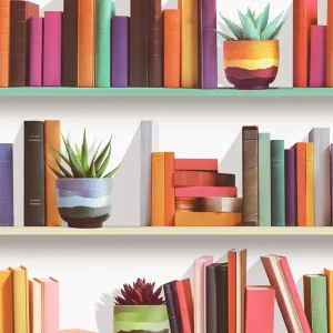 Sale Tapete in Grau mit Regal- und Bücherregal-Motiv, M79510, Artifice, Ugépa