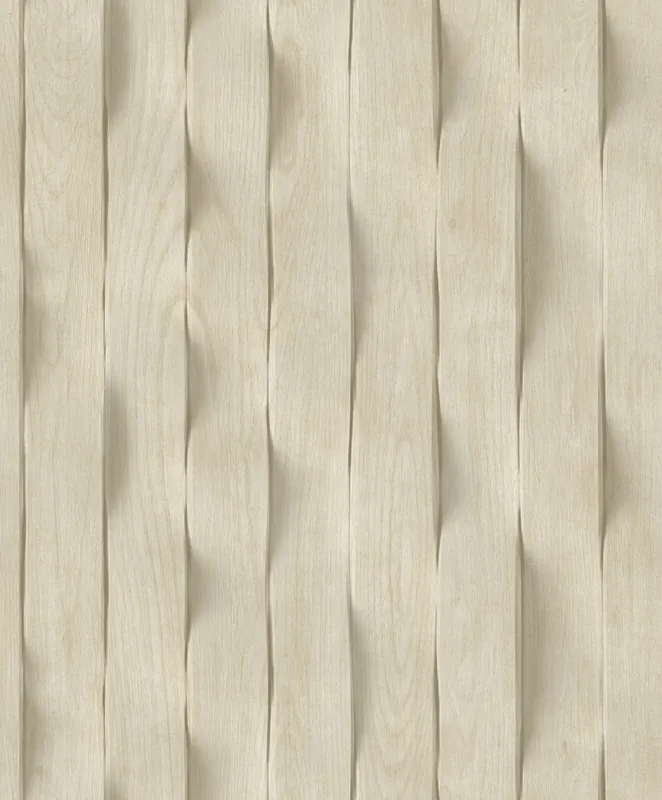 Neuheit 3D-Tapete in beiger Holzpaneel-Optik mit Lamellen, M75607, Brut, Ugépa