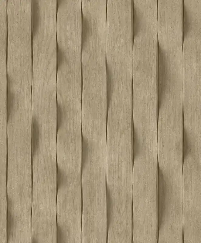 Aktuell 3D-Tapete in brauner Holzpaneel-Optik mit Lamellen, M75608, Brut, Ugépa