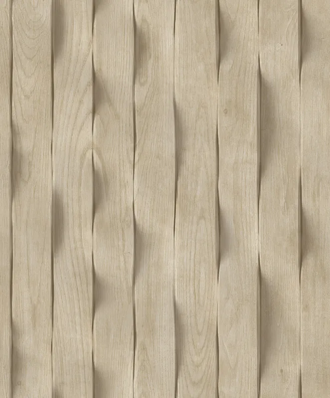 Expressversand Tapete in beiger 3D-Holzpaneel-Optik mit Lamellen, M75617, Brut, Ugépa