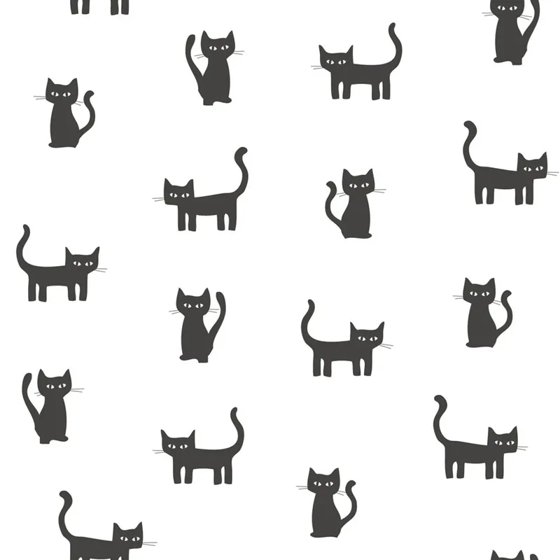 Weiße Vliestapete mit schwarzen Katzen 138928, Little Bandits, Esta Kracherpreis