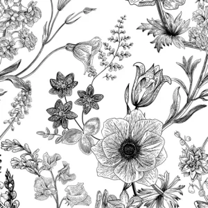 Fototapete, Schwarz-weiße Blumen, ML1601, Mural Young Edition, Grandec Rabatt