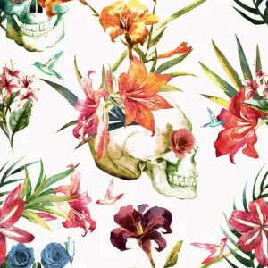 Fototapete, Totenköpfe, Blumen, ML2701 Mural Joung edition Grandeco Top-Angebot