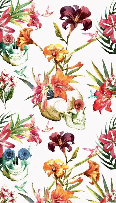 Fototapete, Totenköpfe, Blumen, ML2701 Mural Joung edition Grandeco Top-Angebot