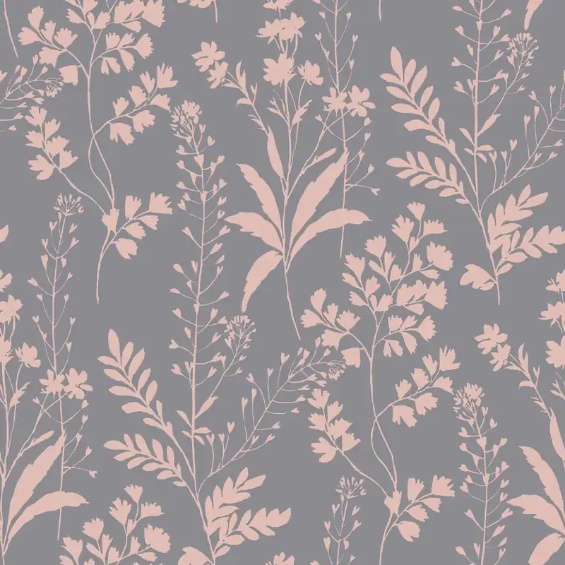 Beliebt Grau-rosa Tapete, Blätter, M52803, Botanique, Ugepa