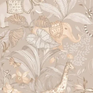 Beige Kindertapete mit Tieren, 17109, MiniMe, Cristiana Masi by Parato Begrenztes Angebot
