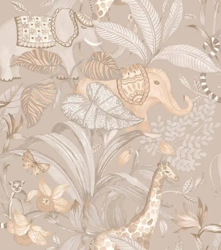 Beige Kindertapete mit Tieren, 17109, MiniMe, Cristiana Masi by Parato Begrenztes Angebot