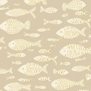 Ausverkauf Beige Tapete mit Fischen 323000, Explore, Eijffinger