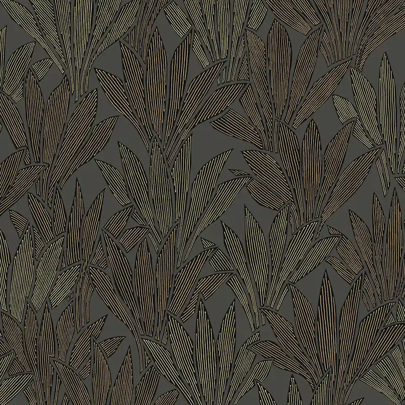 Sale Grau-schwarze Vliestapete mit Blättern, 340154, Gilded, Eijffinger
