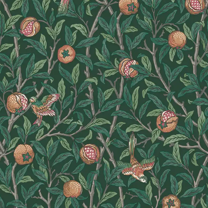 Knallerangebot Vliestapete, grün, Zweige, Vögel, 124260, William Morris At Home