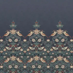 Vlies-Fototapete, blau, Blumen, Vögel, 125292, William Morris At Home Schneller Versand