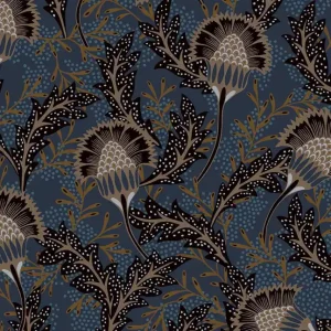 Vliestapete, blau, Blumen, 340215, Solange, Eijffinger Solange Der Vorrat Reicht