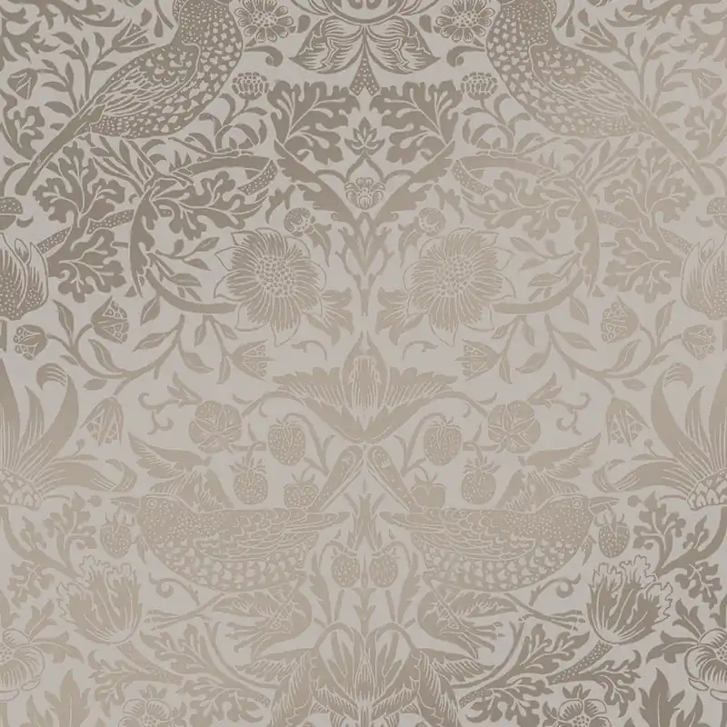 Heißes Angebot Vliestapete, graubeige, Blumen, Vögel, 124238, William Morris At Home
