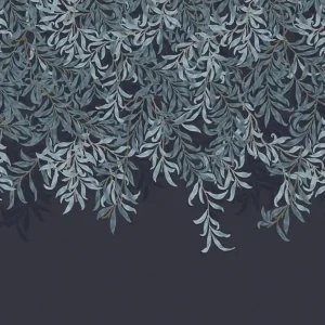 Rabatt Vlies-Fototapete, blau, Zweige, Blätter, 125382, William Morris At Home