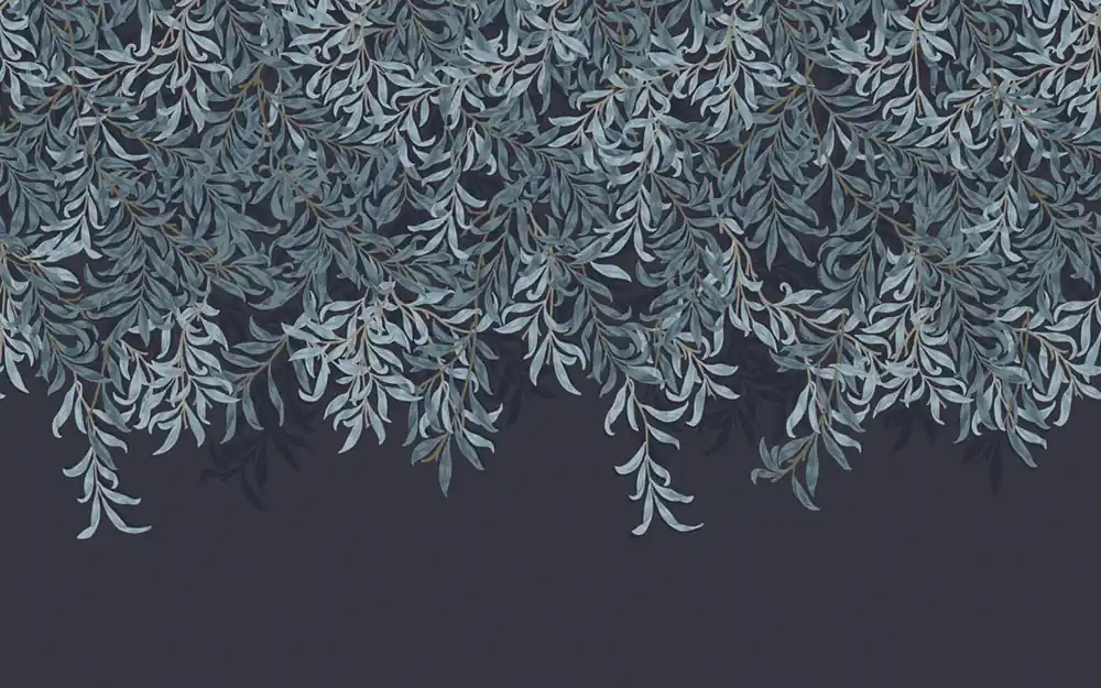 Rabatt Vlies-Fototapete, blau, Zweige, Blätter, 125382, William Morris At Home