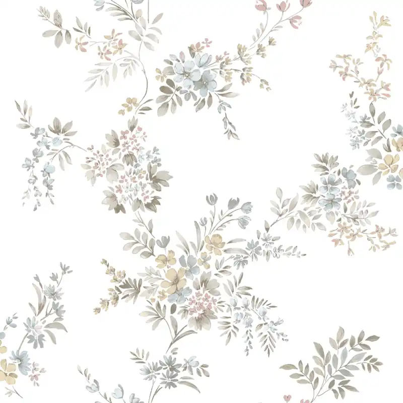 Weiße Vliestapete mit Blumenmuster, 12311, Fiori Country, Parato Neu Im Sortiment