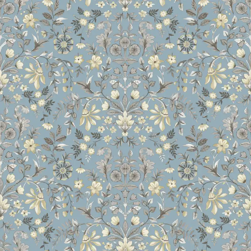 Letzte Chance Blaue Tapete mit floralem Ornamentmuster, 12326, Fiori Country, Parato