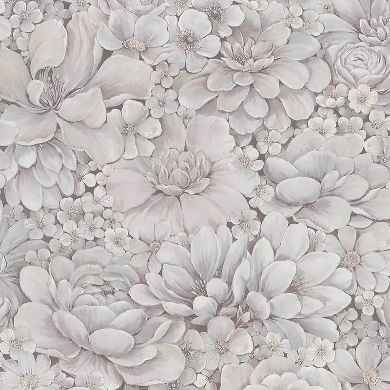 Aktuell Grau-rosa Luxustapete mit Blumen 33954, Botanica, Marburg