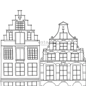 Černobílá vliesová tapeta na zeď Domečky 158834, 1,395 x 2,79 m, Little Bandits, Esta Sonderangebot