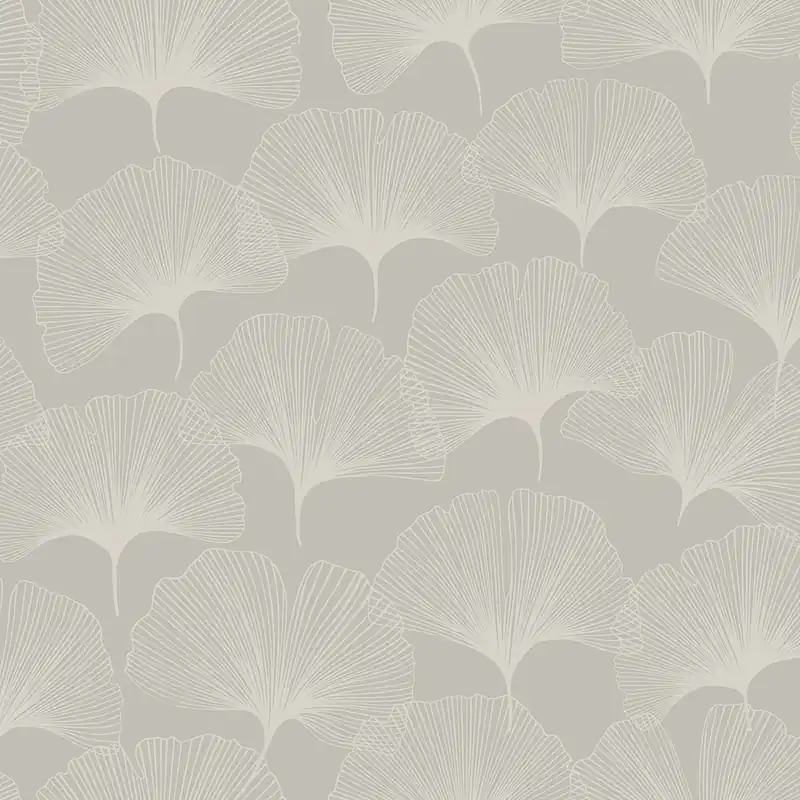 Direktkauf Tapete in Metallic-Goldbeige, matte Umrisse von Ginkgo-Blättern 347749, City Chic, Origin
