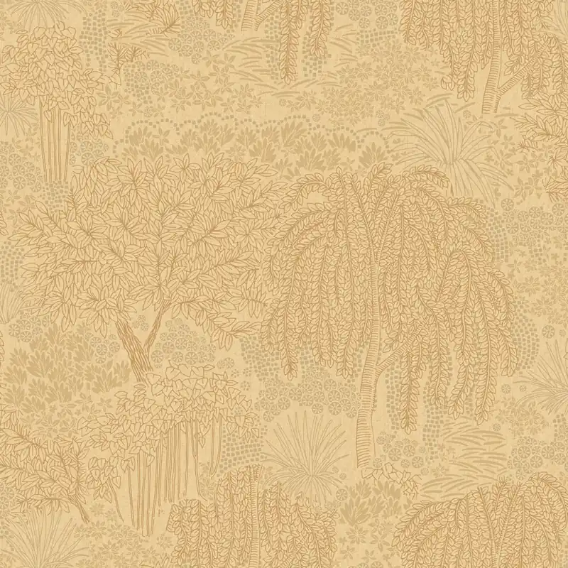 Neu Ocker-goldene Tapete, Bäume, Blätter, AL26262, Allure, Decoprint