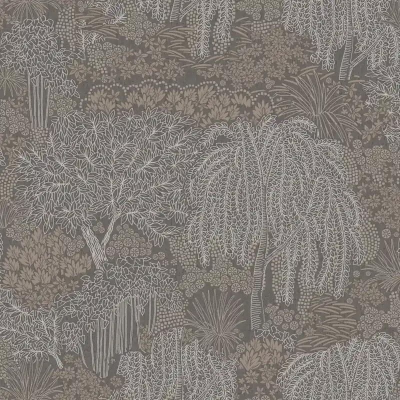 Expressversand Grau-silberne Tapete, Bäume, Blätter, AL26265, Allure, Decoprint