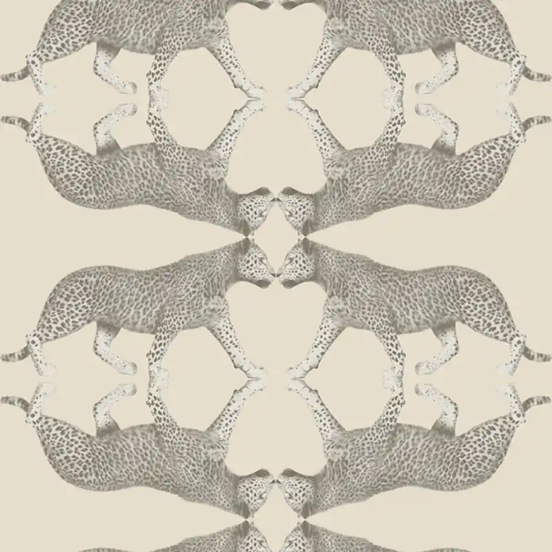Solange Der Vorrat Reicht Vliestapete, creme-silber, Leopard, NHW1032, Perla, Decoprint
