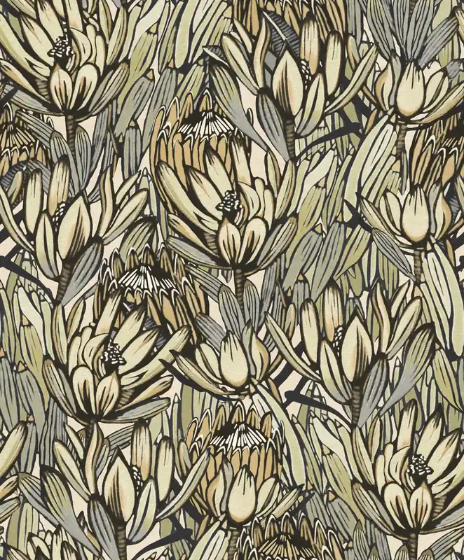 Preiswert Grau-beige florale Vliestapete, BA26030, Brazil, Decoprint