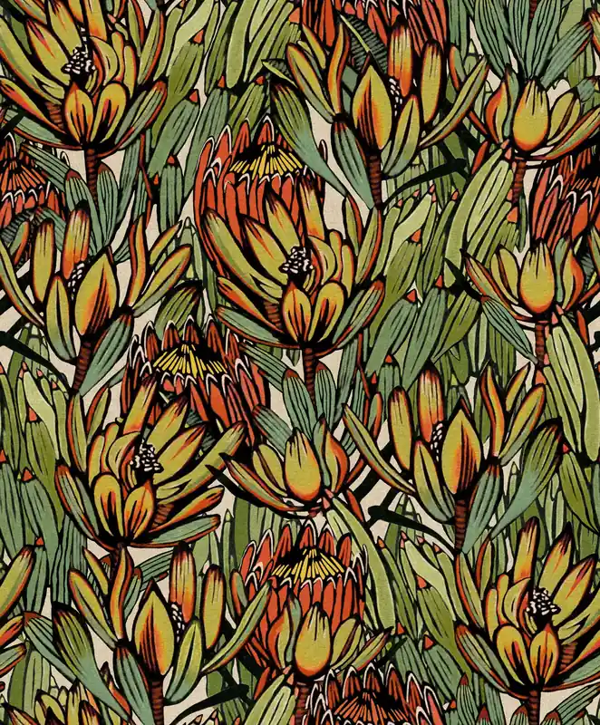 Angebot Orange-grüne florale Vliestapete, BA26032, Brazil, Decoprint
