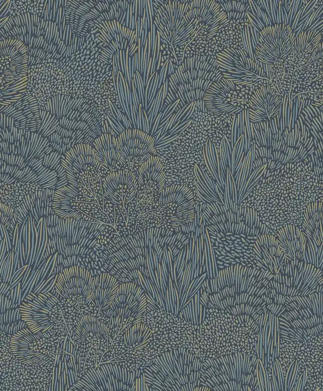 Blau-goldene Tapete, Landschaft, Bäume, BA26064, Brazil, Decoprint Preisreduziert