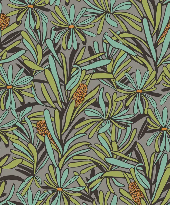 Bestseller Grün-graue Blumentapete, BA26071, Brazil, Decoprint