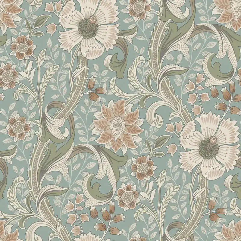Beliebt Vliestapete, türkis, Blumen, PH3106, Perfect Harmony, Grandeco