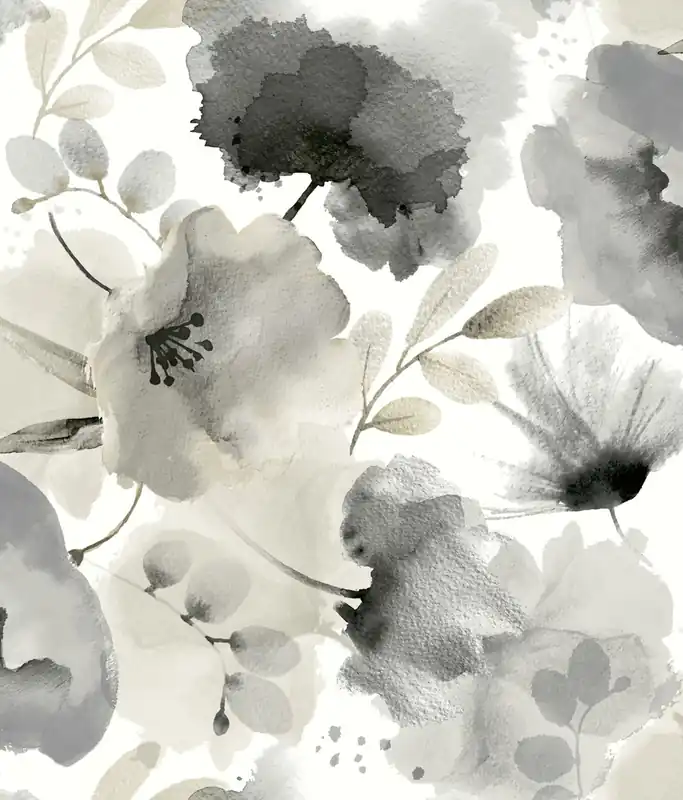 Grau-beige florale Vliestapete, BL1771, Blooms Second Edition Resource Library, York Bestseller