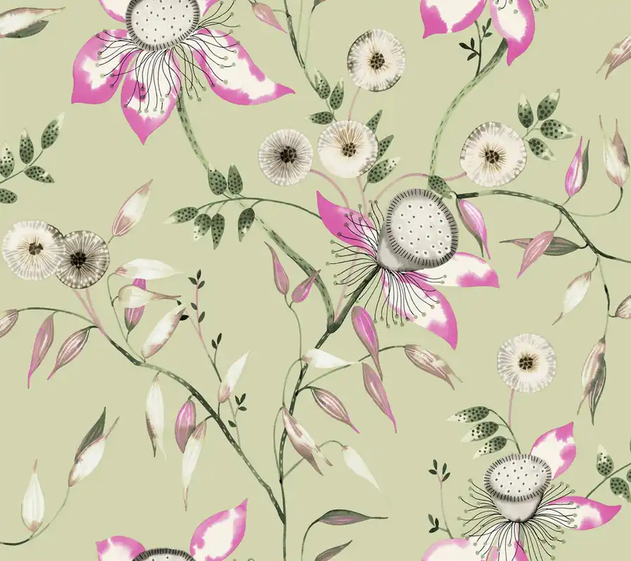Grüne florale Vliestapete, BL1791, Blooms Second Edition Resource Library, York Nur Heute
