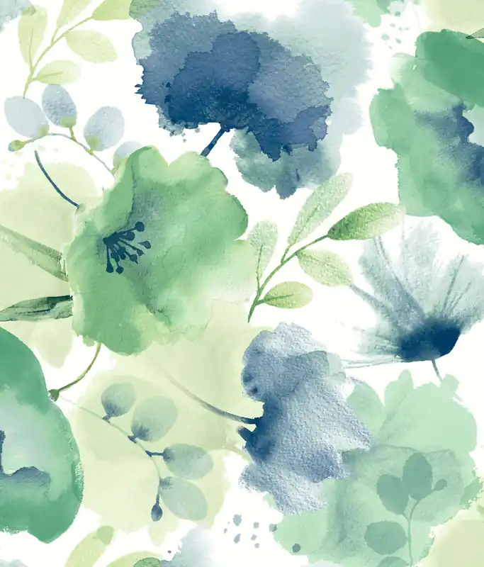 Grün-blaue florale Vliestapete, BL1774, Blooms Second Edition Resource Library, York Jetzt Bestellen